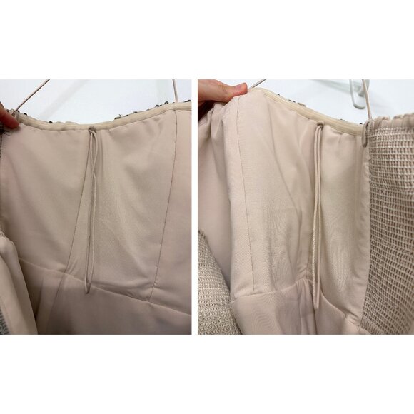 Alice + Olivia Velia Embellished Mini Gown Dress Floral Embroidered Champagne 12 - Picture 16 of 16